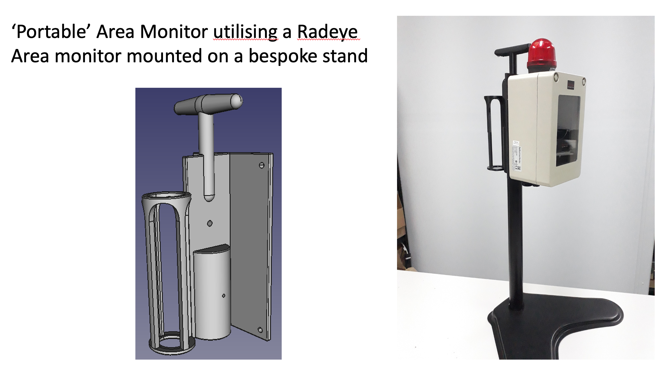 bespoke stand for RadEye area radiation monitor